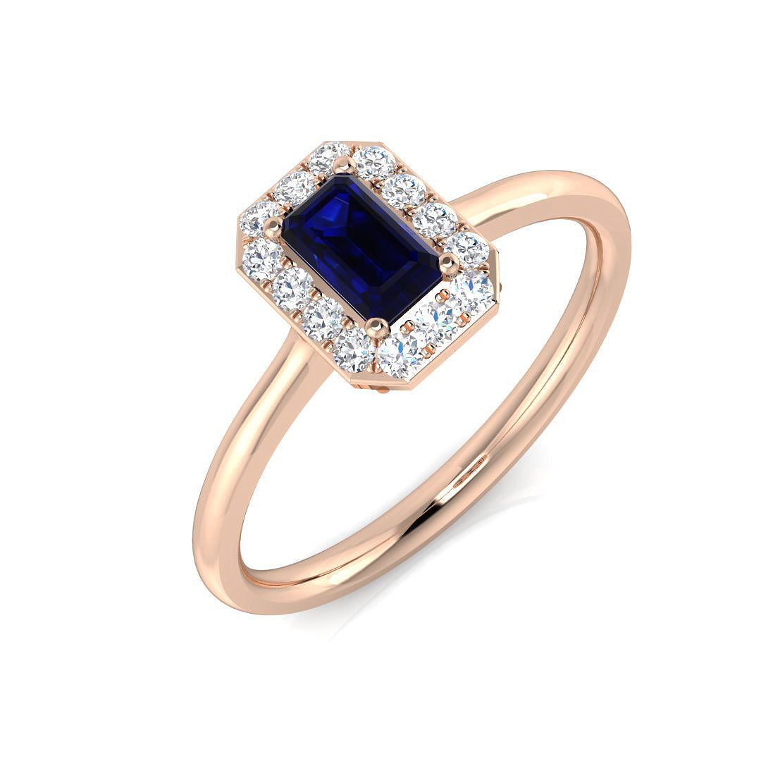 Blue Sapphire Diamond Ring 0.41ct – SL8395~BS – 18k Rose Gold