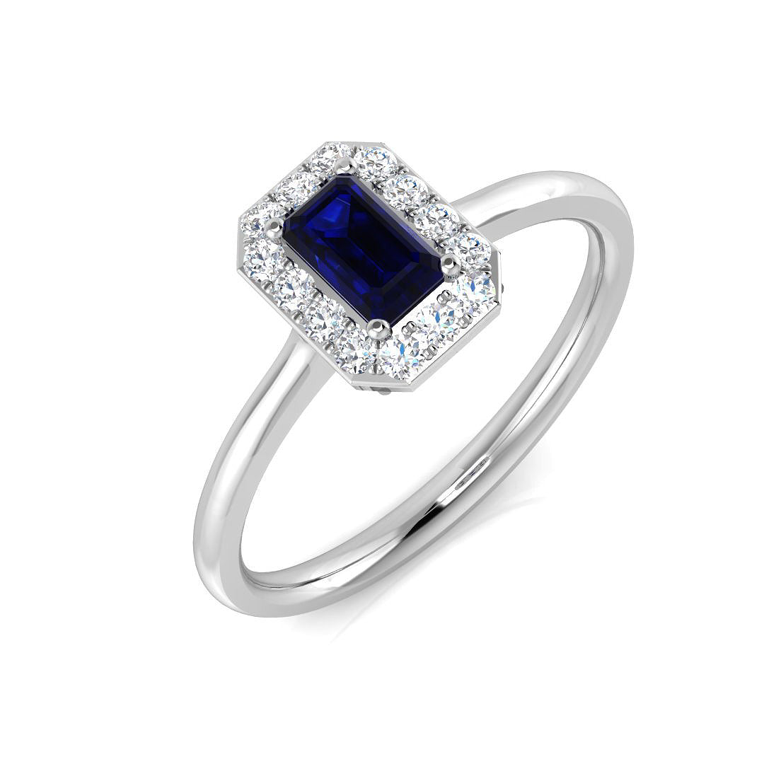 Blue Sapphire Diamond Ring 0.41ct – SL8395~BS – 18k White Gold