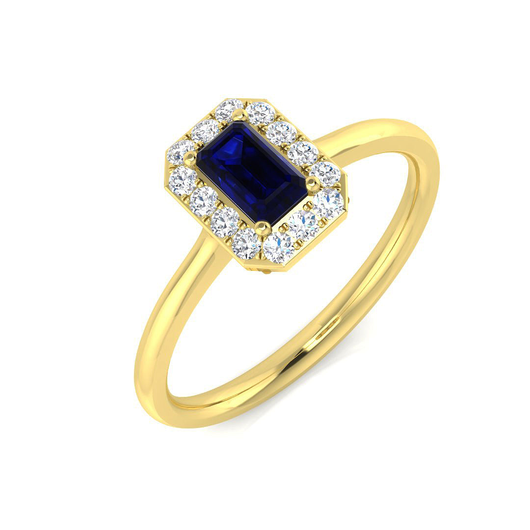 Blue Sapphire Diamond Ring 0.41ct – SL8395~BS – 18k Yellow Gold