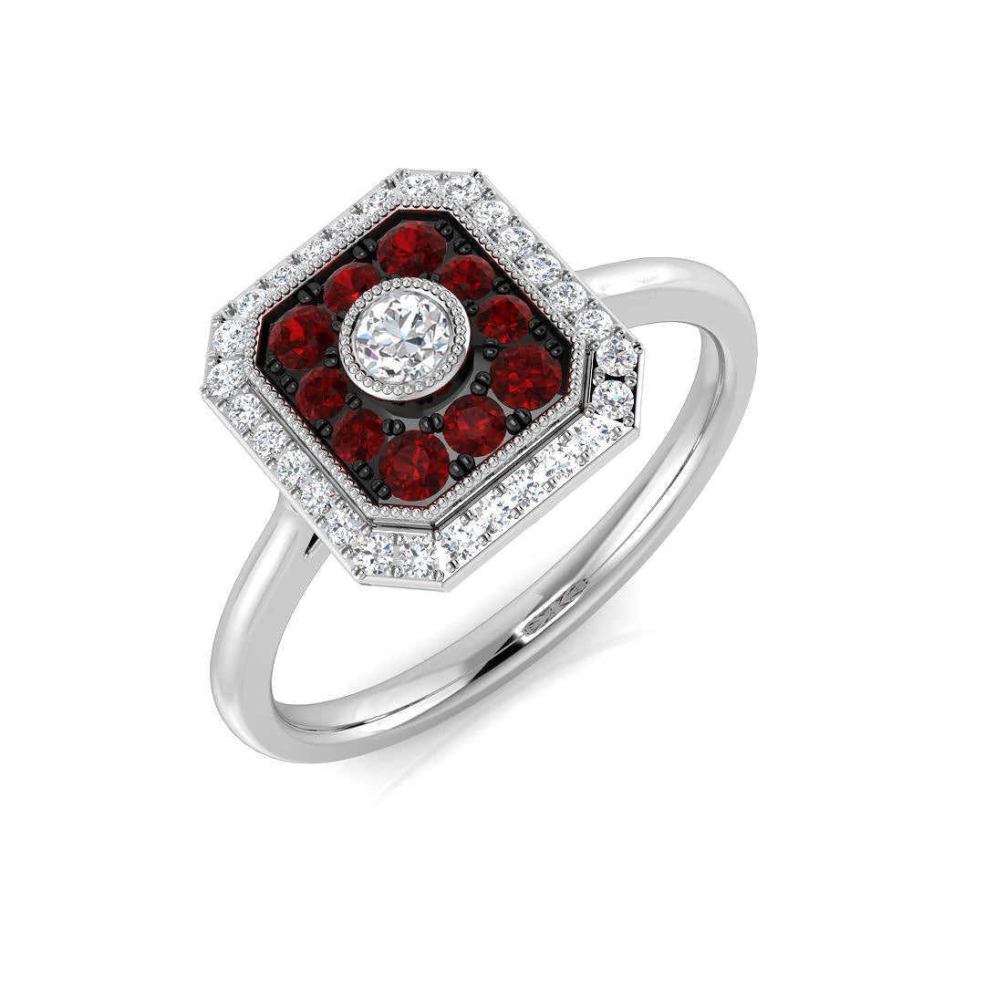 Ruby Diamond Ring 0.5ct – SL8503~RY – 18k White Gold