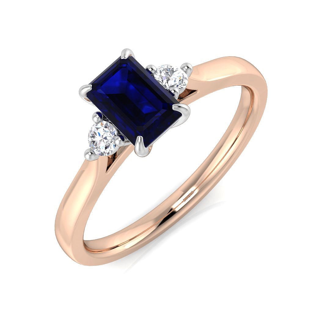 Three Stone Diamond Ring 0.64ct–0.7ct – SL8618~BS – 18k Rose Gold