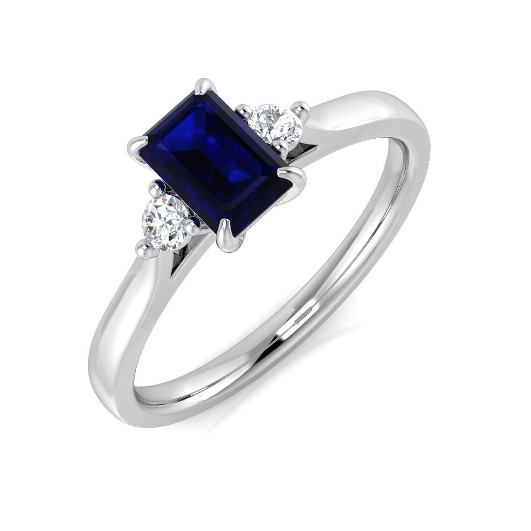 Three Stone Diamond Ring 0.64ct–0.7ct – SL8618~BS – 18k White Gold