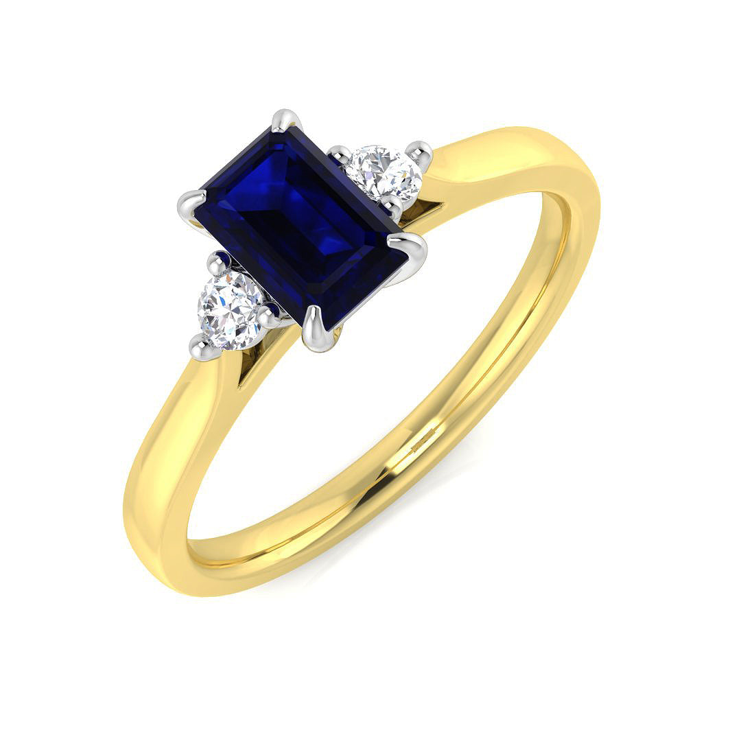 Three Stone Diamond Ring 0.64ct–0.7ct – SL8618~BS – 18k Yellow Gold
