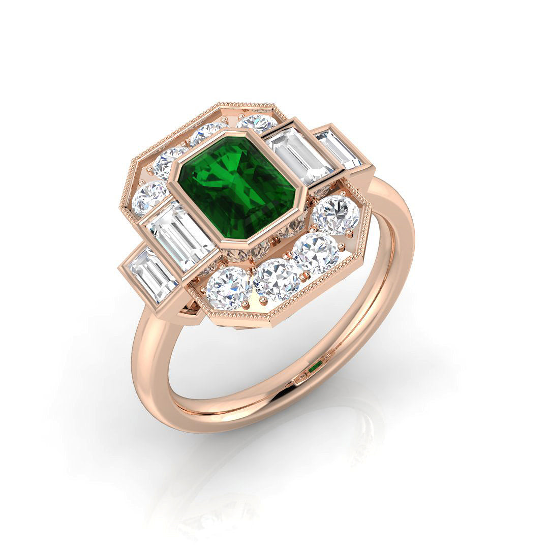 Emerald Diamond Ring 2.13ct – SL8624~EM – 18k Rose Gold