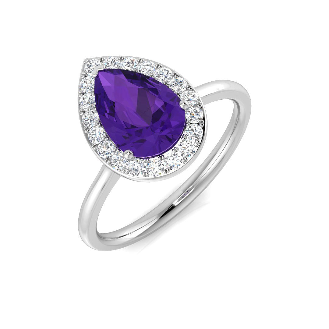 Amethyst Diamond Ring 1.48ct – SL8679~AME – 18k White Gold