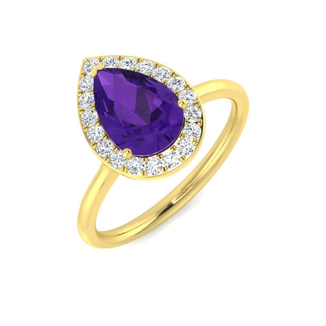 Amethyst Diamond Ring 1.48ct – SL8679~AME – 18k Yellow Gold