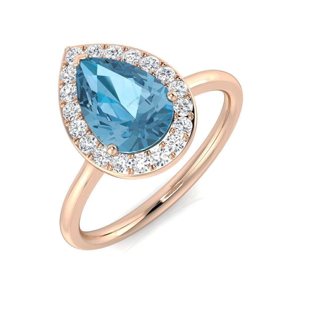 Blue Topaz Diamond Ring 1.81ct – SL8679 – 18k Rose Gold