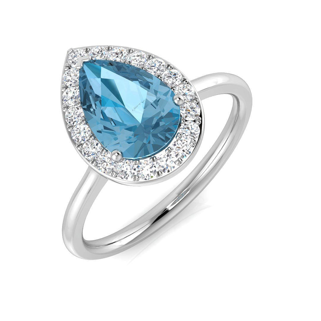 Blue Topaz Diamond Ring 1.81ct – SL8679 – 18k White Gold