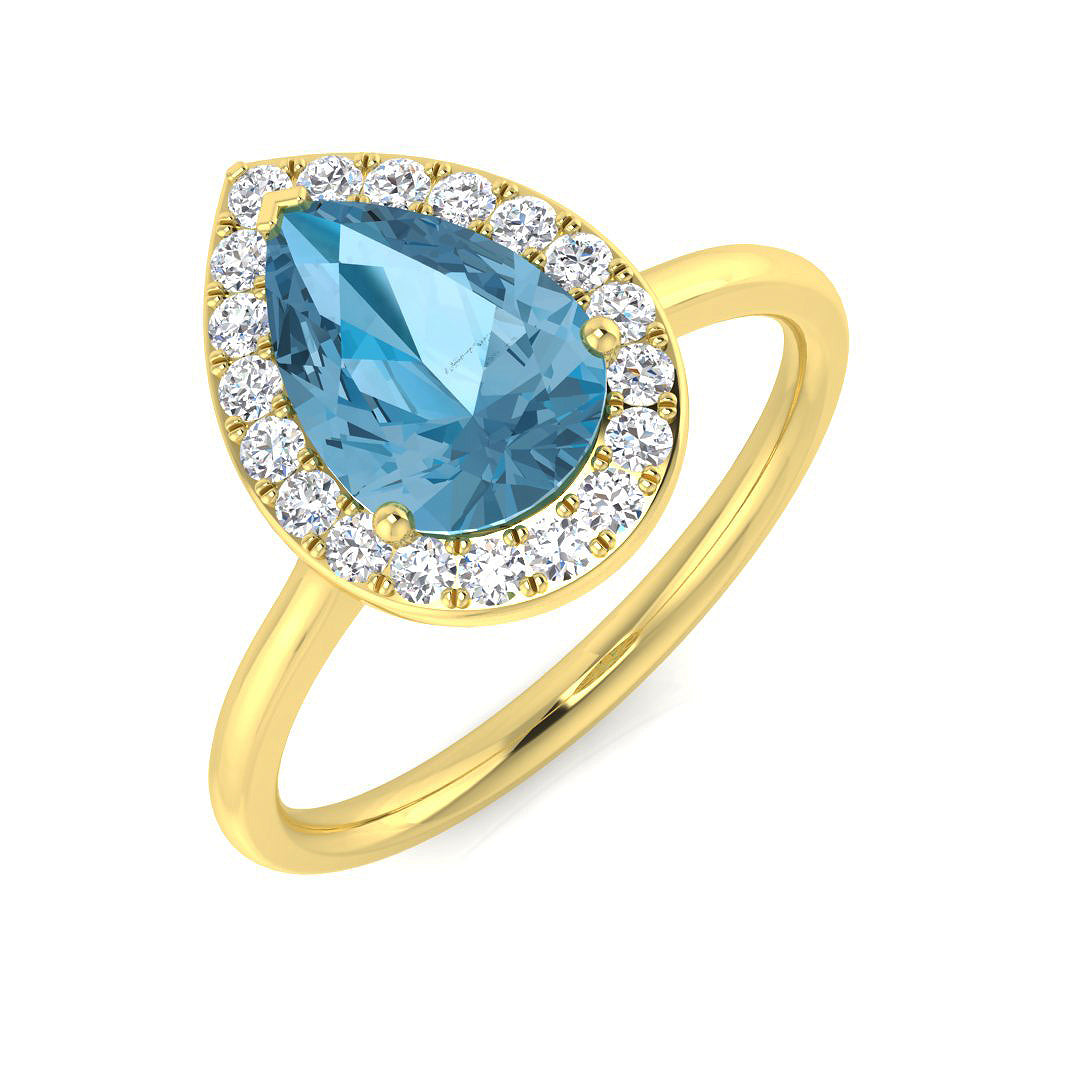 Blue Topaz Diamond Ring 1.81ct – SL8679 – 18k Yellow Gold