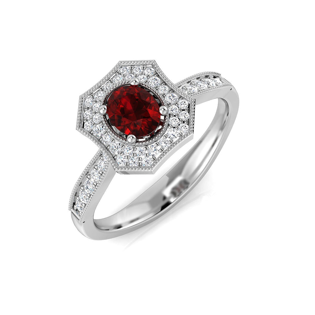 Ruby Diamond Ring 0.6ct – SL8703~RY – 18k White Gold