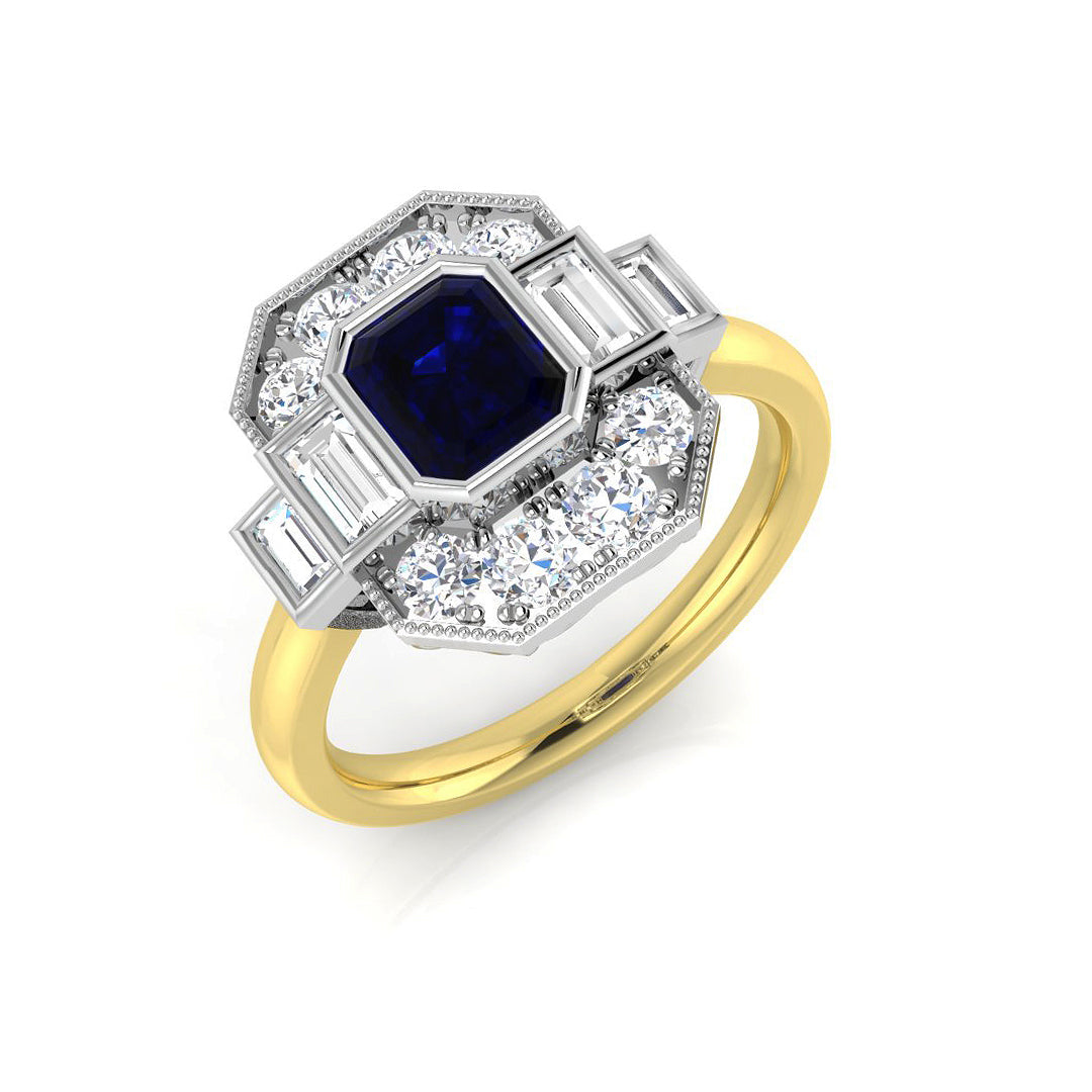 Blue Sapphire Diamond Ring 1.51ct – SL8781~BS – 18k Yellow Gold