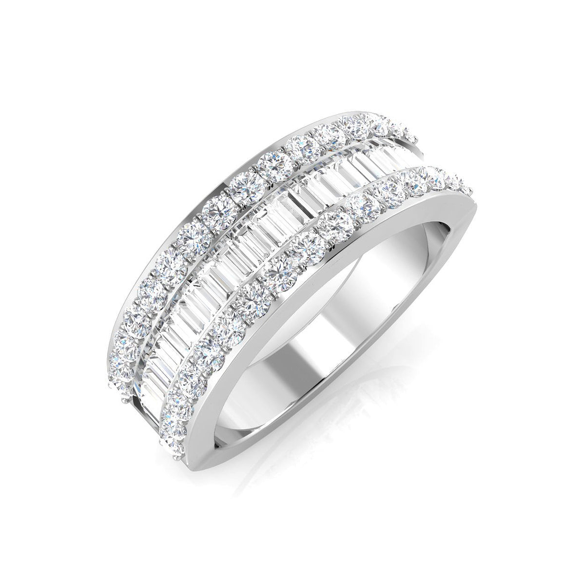 Baguette & Brilliant Diamond Ring 1.15ct–1.17ct – SL8783 – 18k White Gold