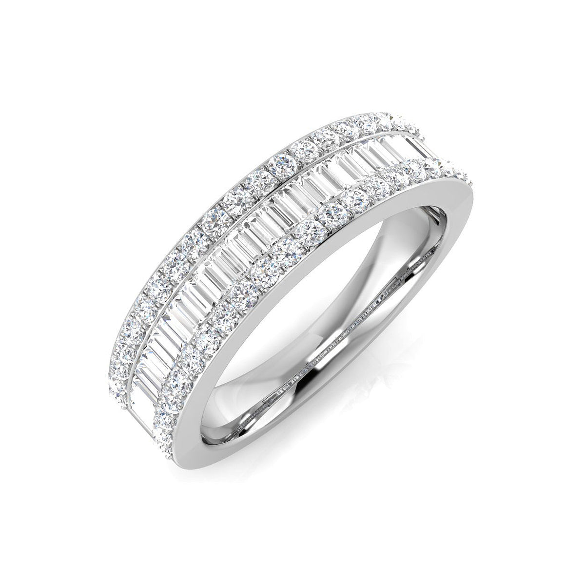 Baguette & Brilliant Diamond Ring 0.8ct–0.84ct – SL8784 – 18k White Gold