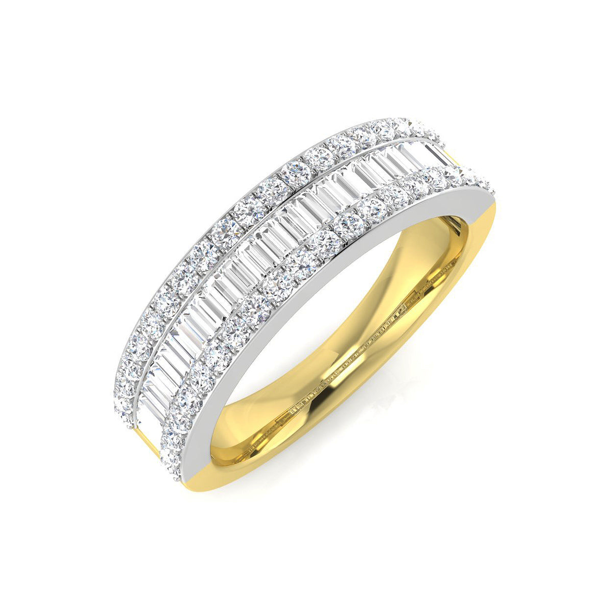 Baguette & Brilliant Diamond Ring 0.8ct–0.84ct – SL8784 – 18k Yellow Gold