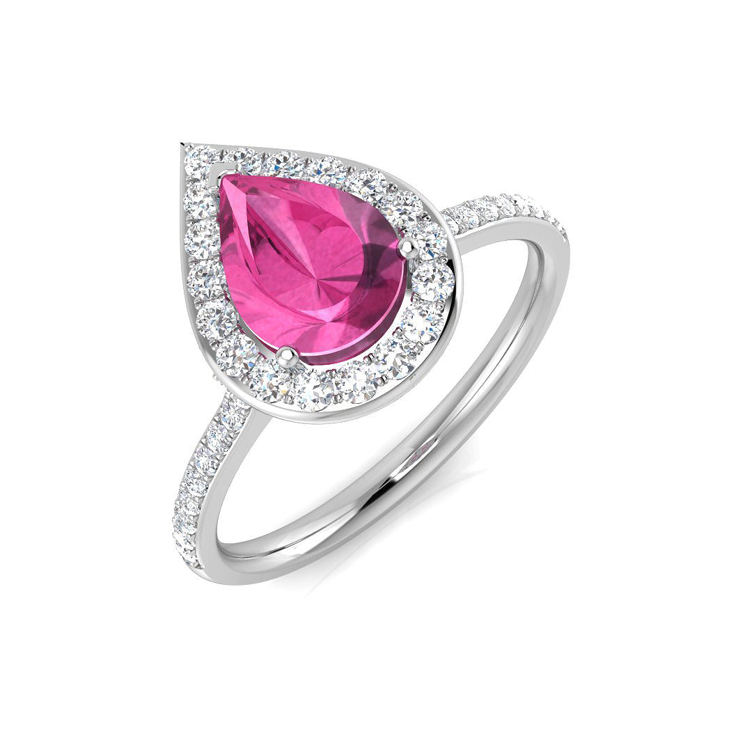Pink Sapphire Diamond Ring 1.46ct – SL8788~PS – 18k White Gold