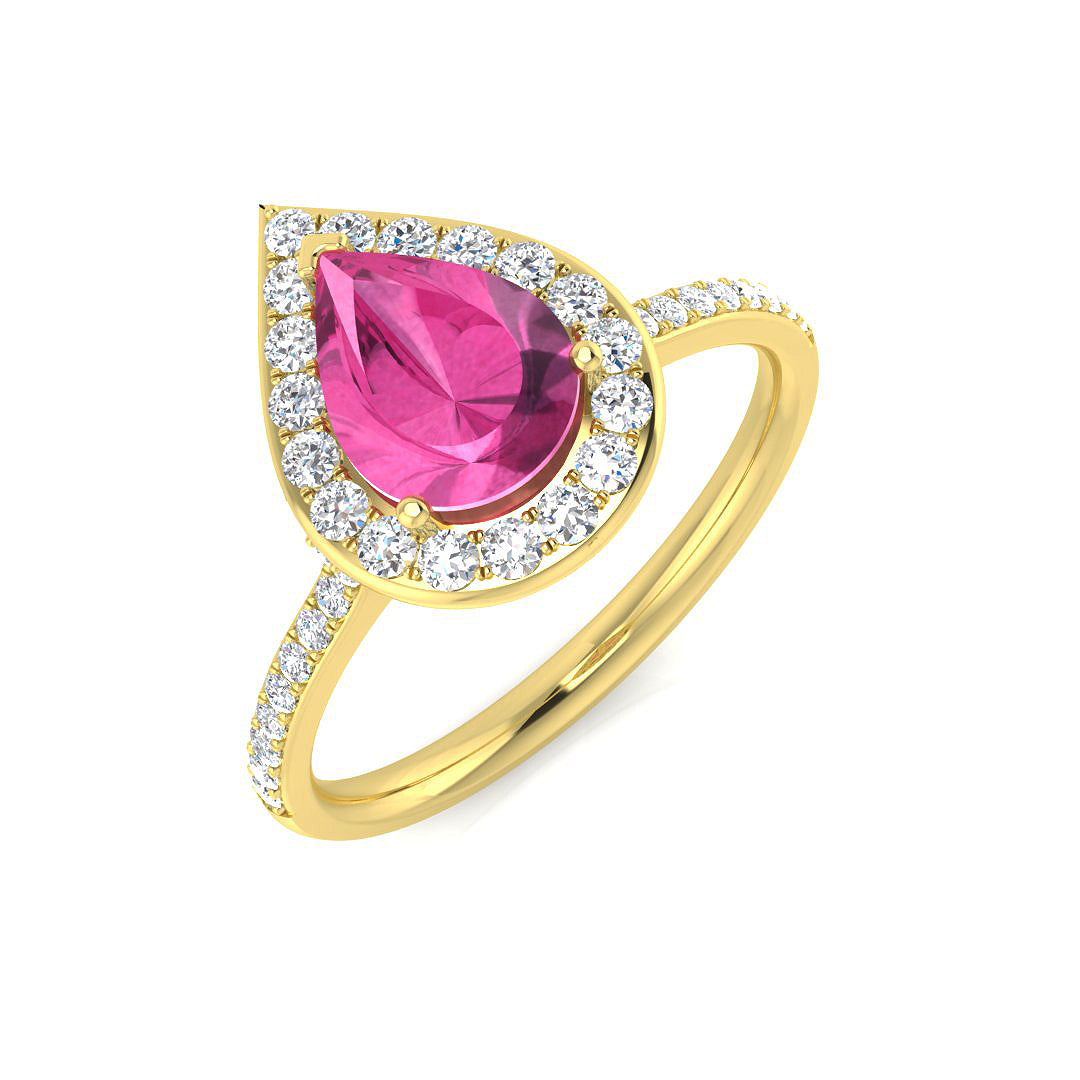 Pink Sapphire Diamond Ring 1.46ct – SL8788~PS – 18k Yellow Gold