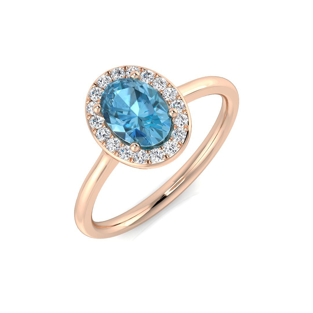 Blue Topaz Diamond Ring 1.07ct – SL8824~SBT – 18k Rose Gold