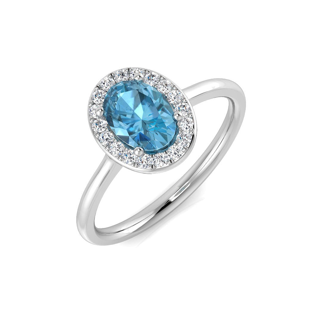 Blue Topaz Diamond Ring 1.07ct – SL8824~SBT – 18k White Gold
