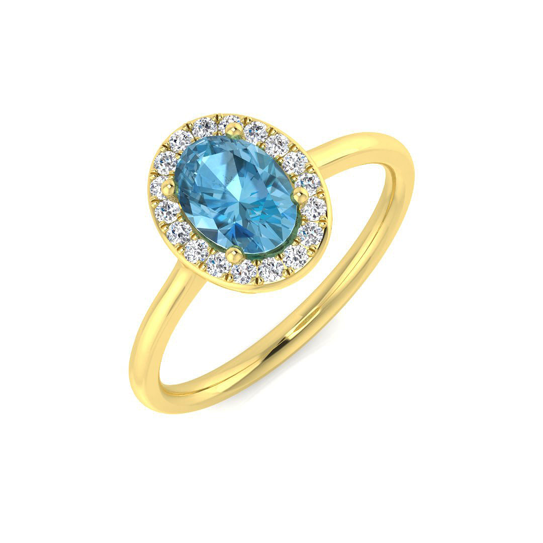 Blue Topaz Diamond Ring 1.07ct – SL8824~SBT – 18k Yellow Gold