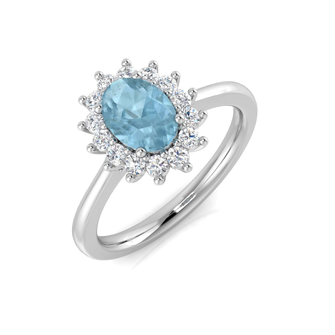 Cluster Diamond Ring 0.83ct – SL8827~AQ – 18k White Gold