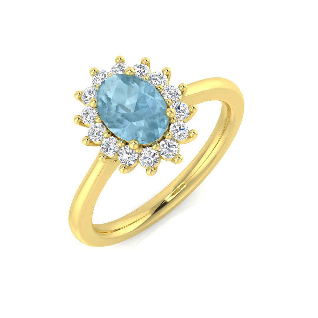 Cluster Diamond Ring 0.83ct – SL8827~AQ – 18k Yellow Gold