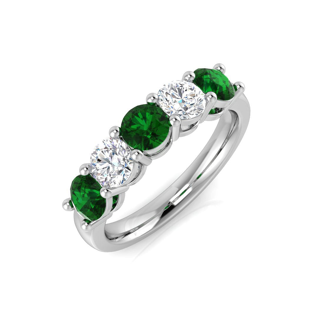 Five Stone Diamond Ring 1.73ct – SL8941~EM – 18k White Gold