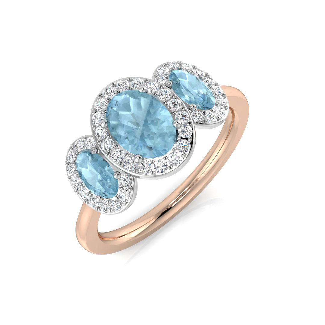 Three Stone Diamond Ring 1.07ct – SL8992~AQ – 18k Rose Gold