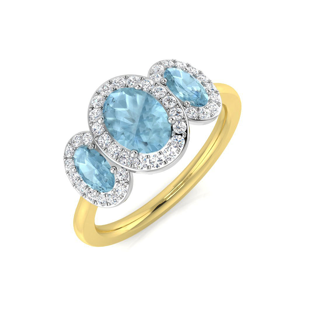 Three Stone Diamond Ring 1.07ct – SL8992~AQ – 18k Yellow Gold