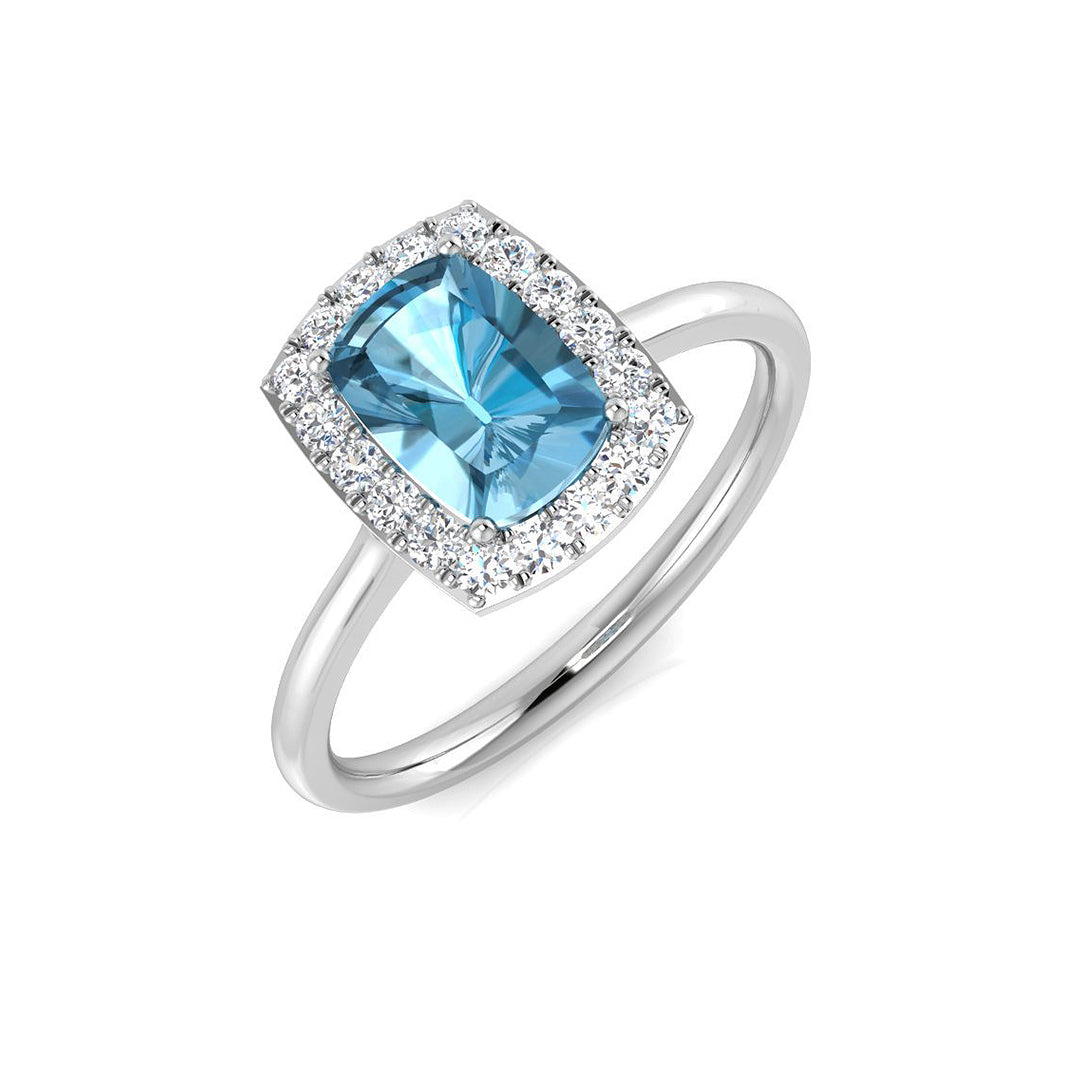 Blue Topaz Diamond Ring 1.08ct – SL8998 – 18k White Gold