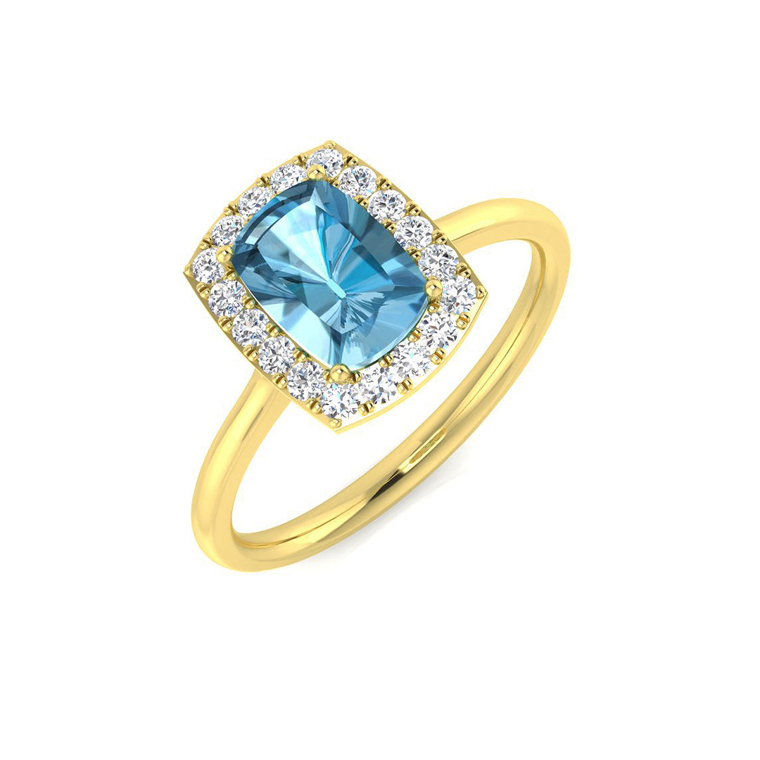 Blue Topaz Diamond Ring 1.08ct – SL8998 – 18k Yellow Gold