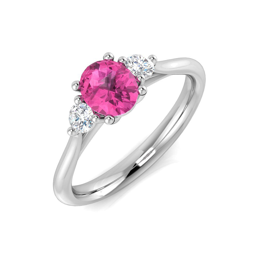 Pink Sapphire Diamond Ring 1.39ct – SL9194~PS – 18k White Gold