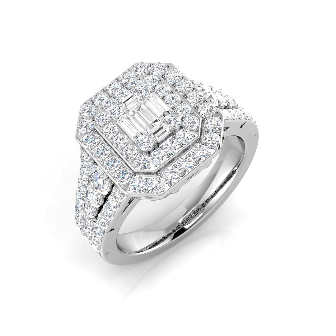 Baguette & Brilliant Diamond Ring 1.31ct – SL9653 – 18k White Gold