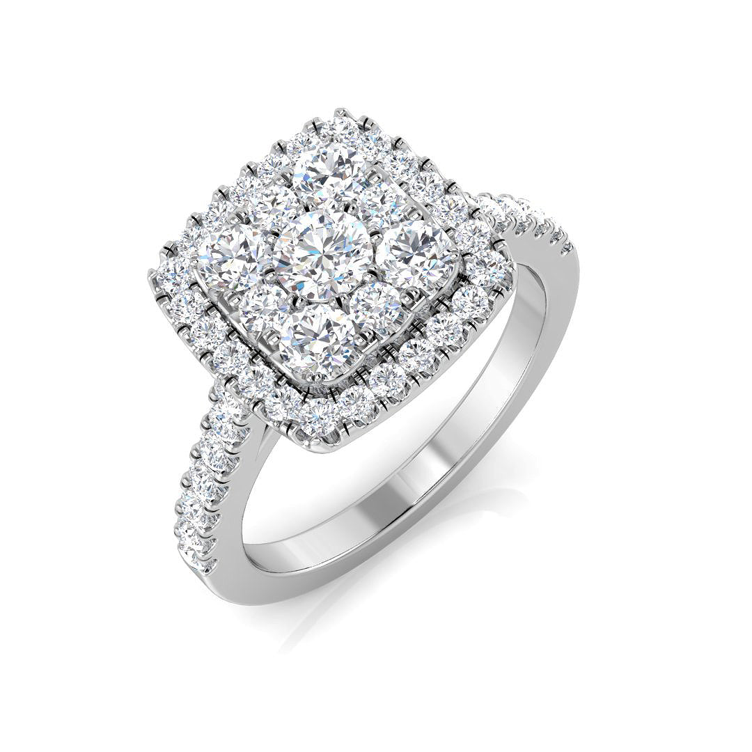Cluster Diamond Ring 1.04ct–1.79ct – SR235 – 18k White Gold