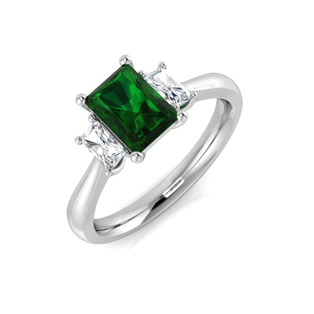 Three Stone Diamond Ring 1.28ct – SL9797~EM – 18k White Gold