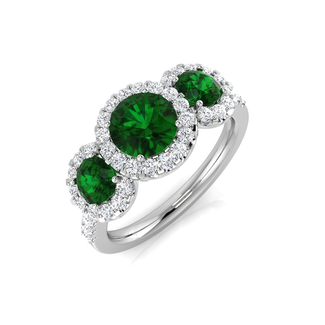 Three Stone Diamond Ring 1.6ct–1.83ct – SL9802~EM – 18k White Gold