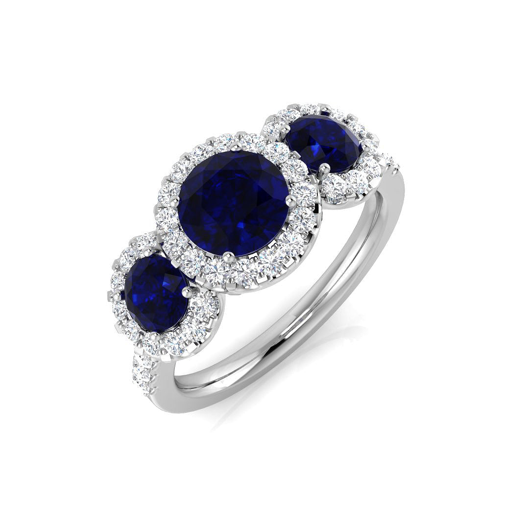 Blue Sapphire Diamond Ring 1.9ct–2.39ct – SL9802~BS – 18k White Gold