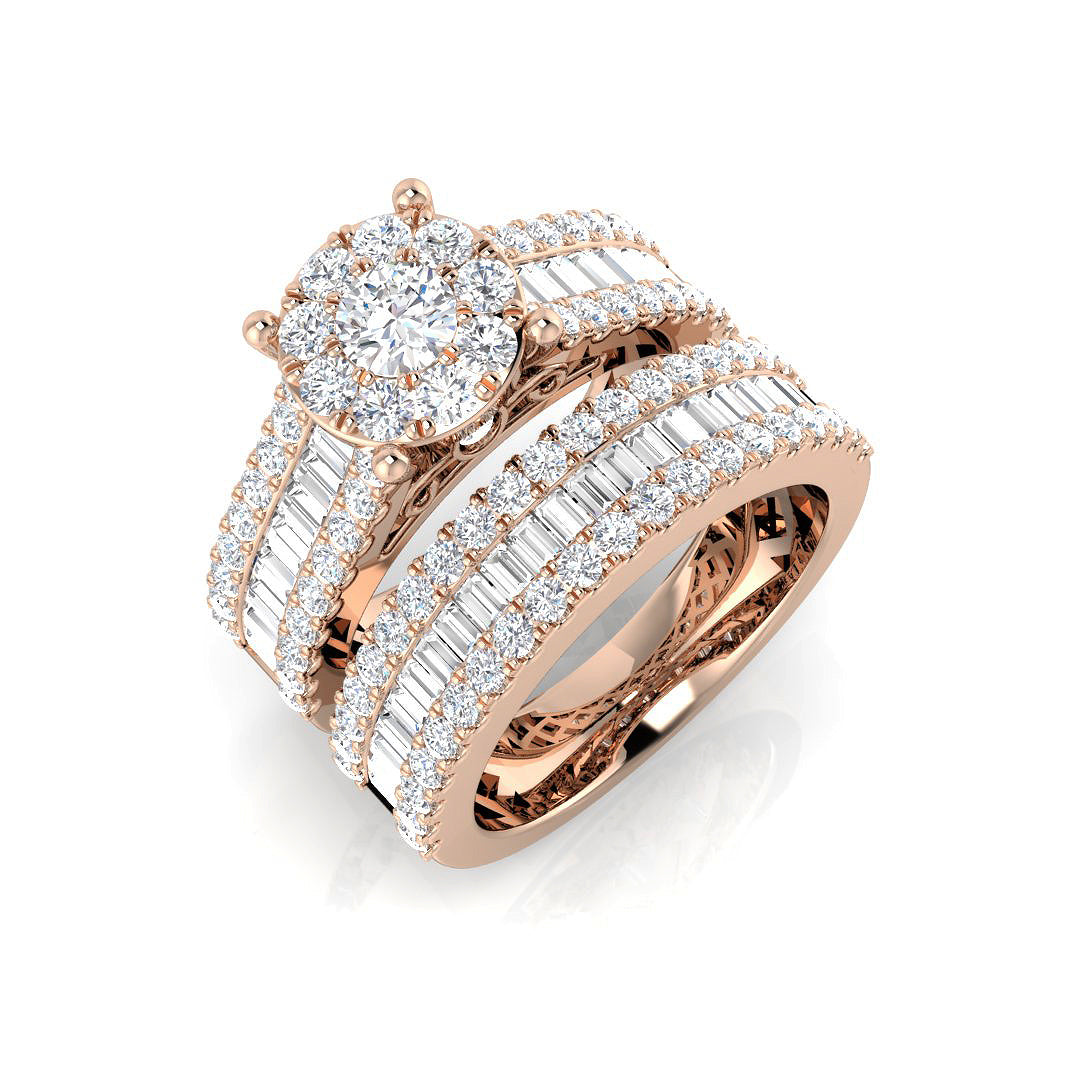 Baguette & Brilliant Diamond Ring 2.41ct–3.24ct – SR244A – 18k Rose Gold
