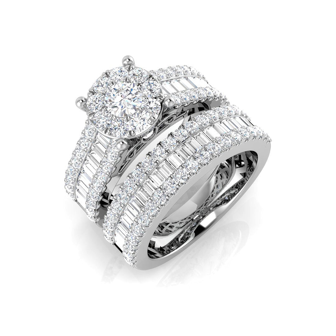 Baguette & Brilliant Diamond Ring 2.41ct–3.24ct – SR244A – 18k White Gold