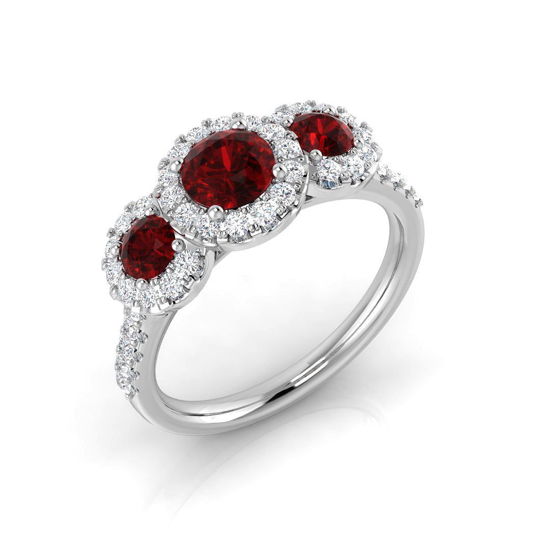 Ruby Diamond Ring 1.57ct–1.65ct – SL9975~RY – 18k White Gold