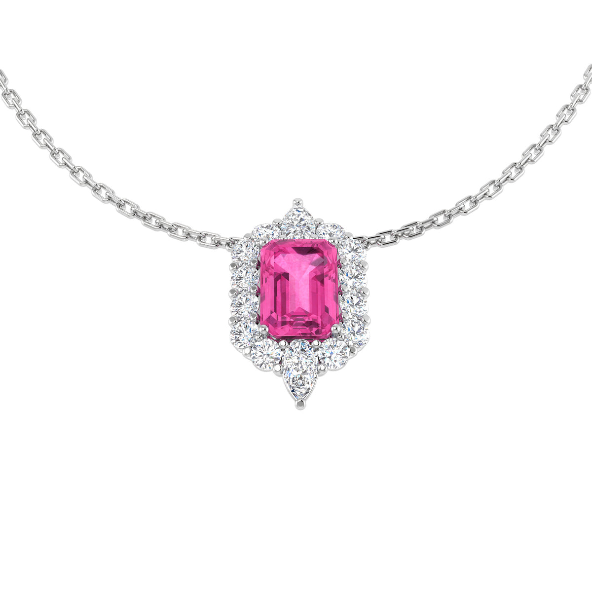 Pink Sapphire Diamond Ring 1.64ct – SN1586~PS – 18k White Gold