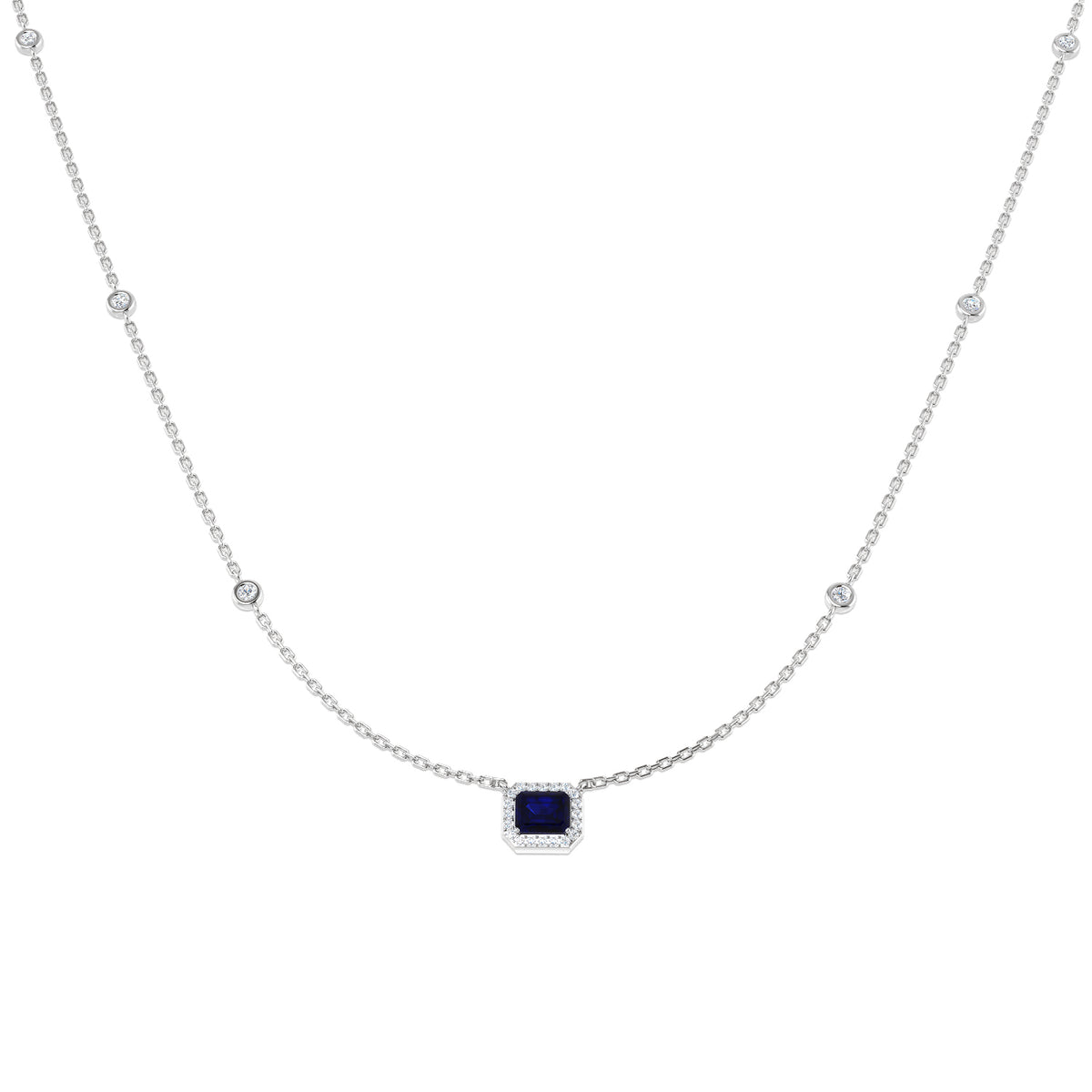 Blue Sapphire Diamond Ring 0.67ct–0.83ct – SN1865~BS – 18k White Gold