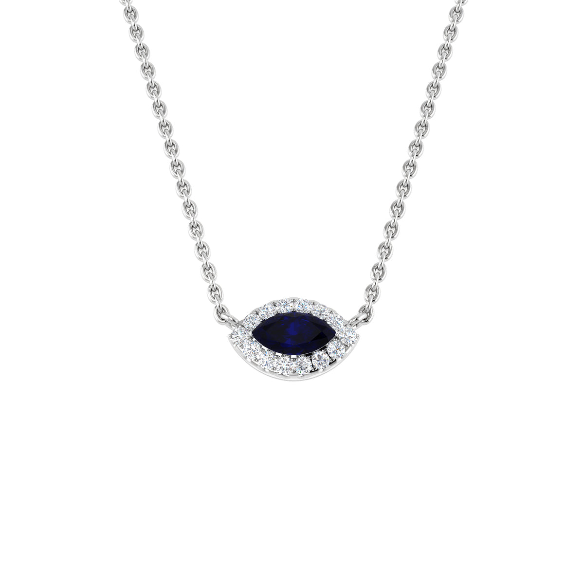 Blue Sapphire Diamond Ring 0.25ct – SN1903~BS – 18k White Gold