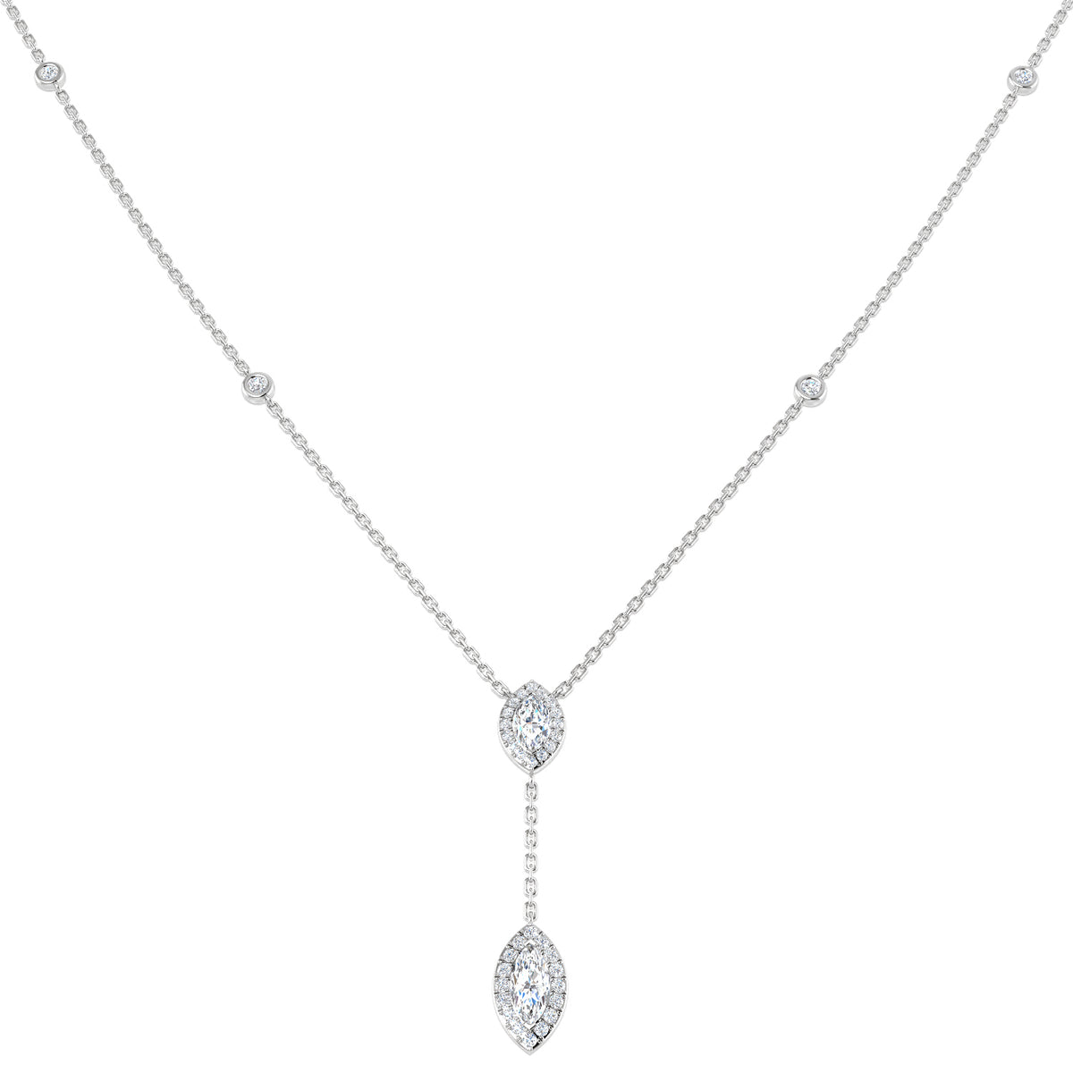 Drop & Trilogy Diamond Ring 0.89ct – SN1972 – 18k White Gold