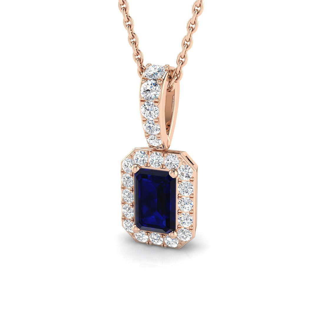 Blue Sapphire Diamond Ring 0.9ct – SP3767~BS – 18k Rose Gold