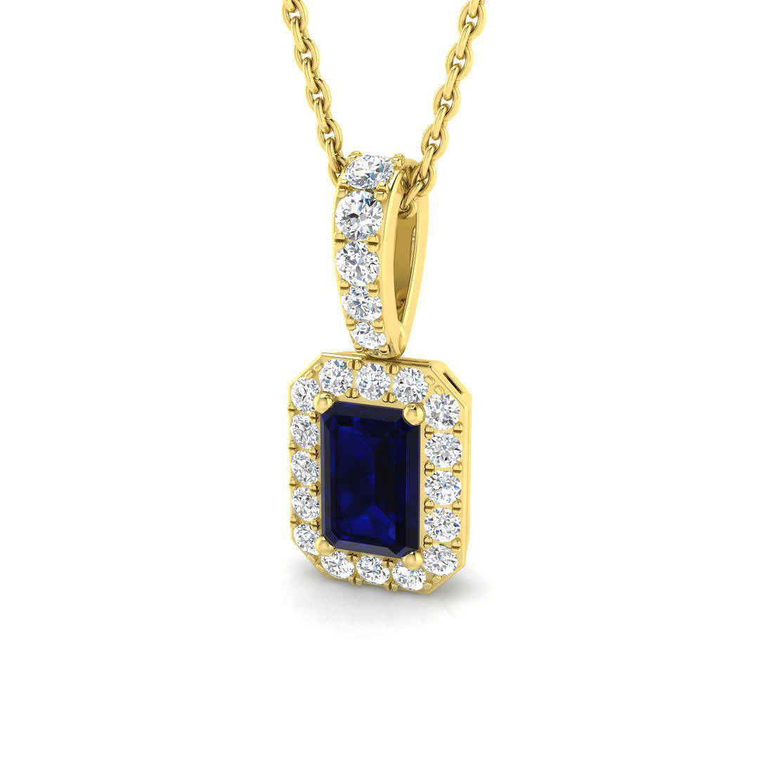 Blue Sapphire Diamond Ring 0.9ct – SP3767~BS – 18k Yellow Gold