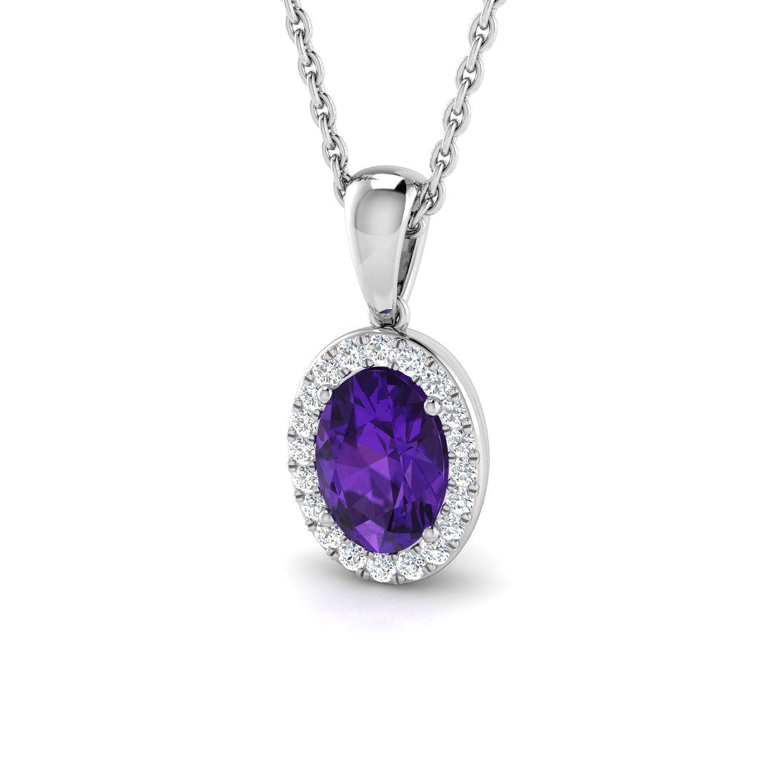 Amethyst Diamond Ring 0.8ct – SP3904~AME – 18k White Gold