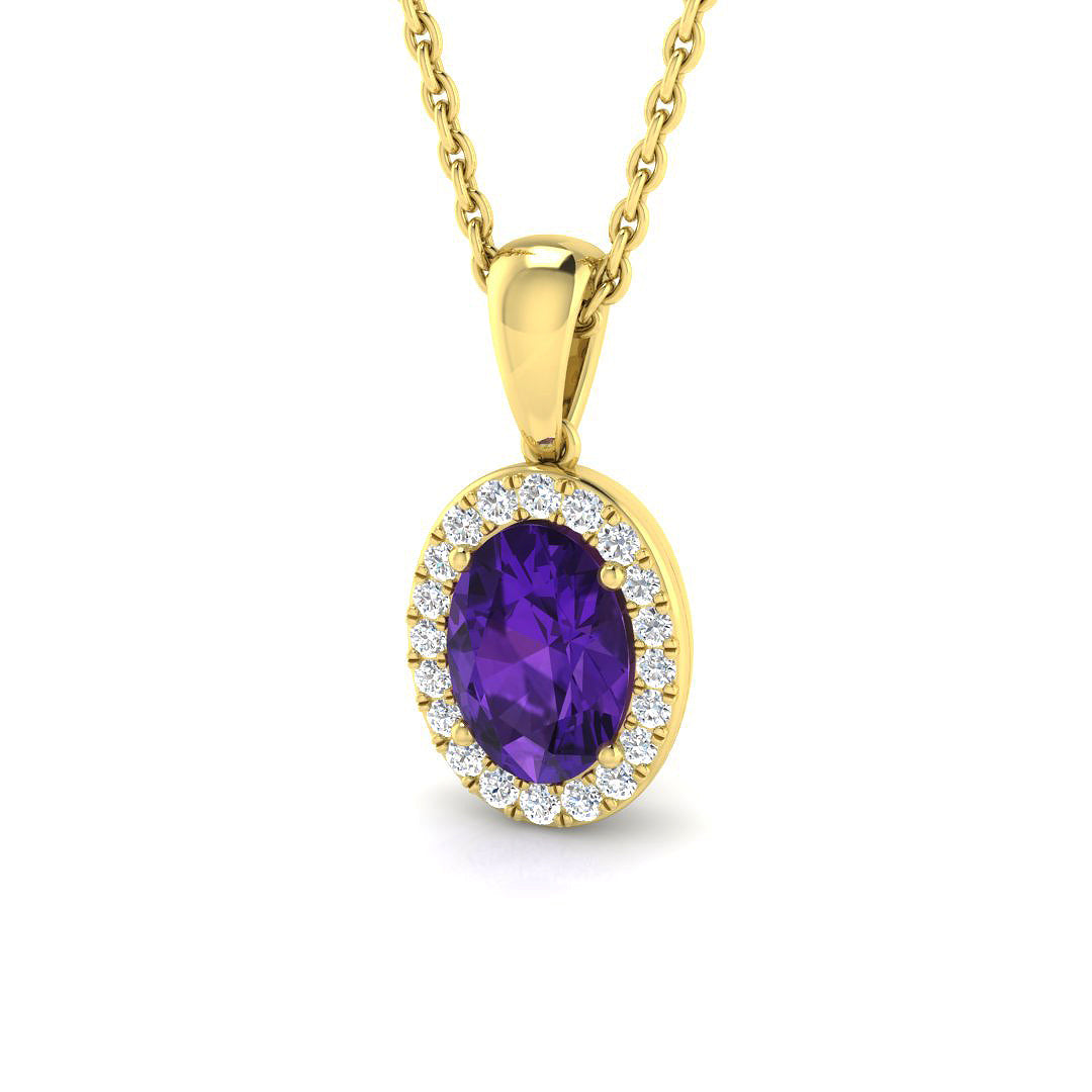 Amethyst Diamond Ring 0.8ct – SP3904~AME – 18k Yellow Gold