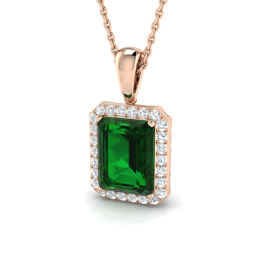 Emerald Diamond Ring 2.45ct–4.77ct – SP3922~EM – 18k Rose Gold