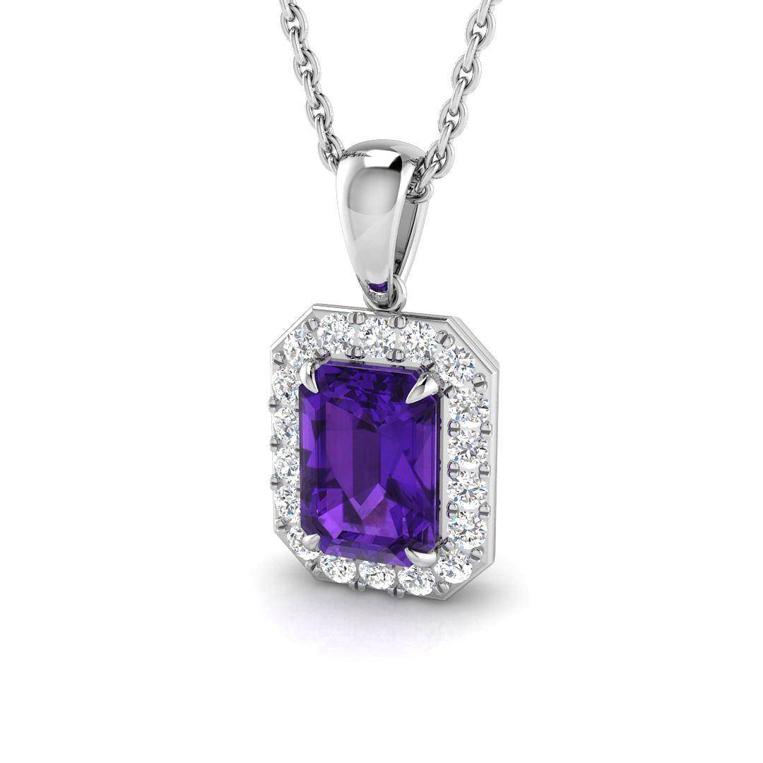 Amethyst Diamond Ring 1.18ct – SP4238~AME – 18k White Gold
