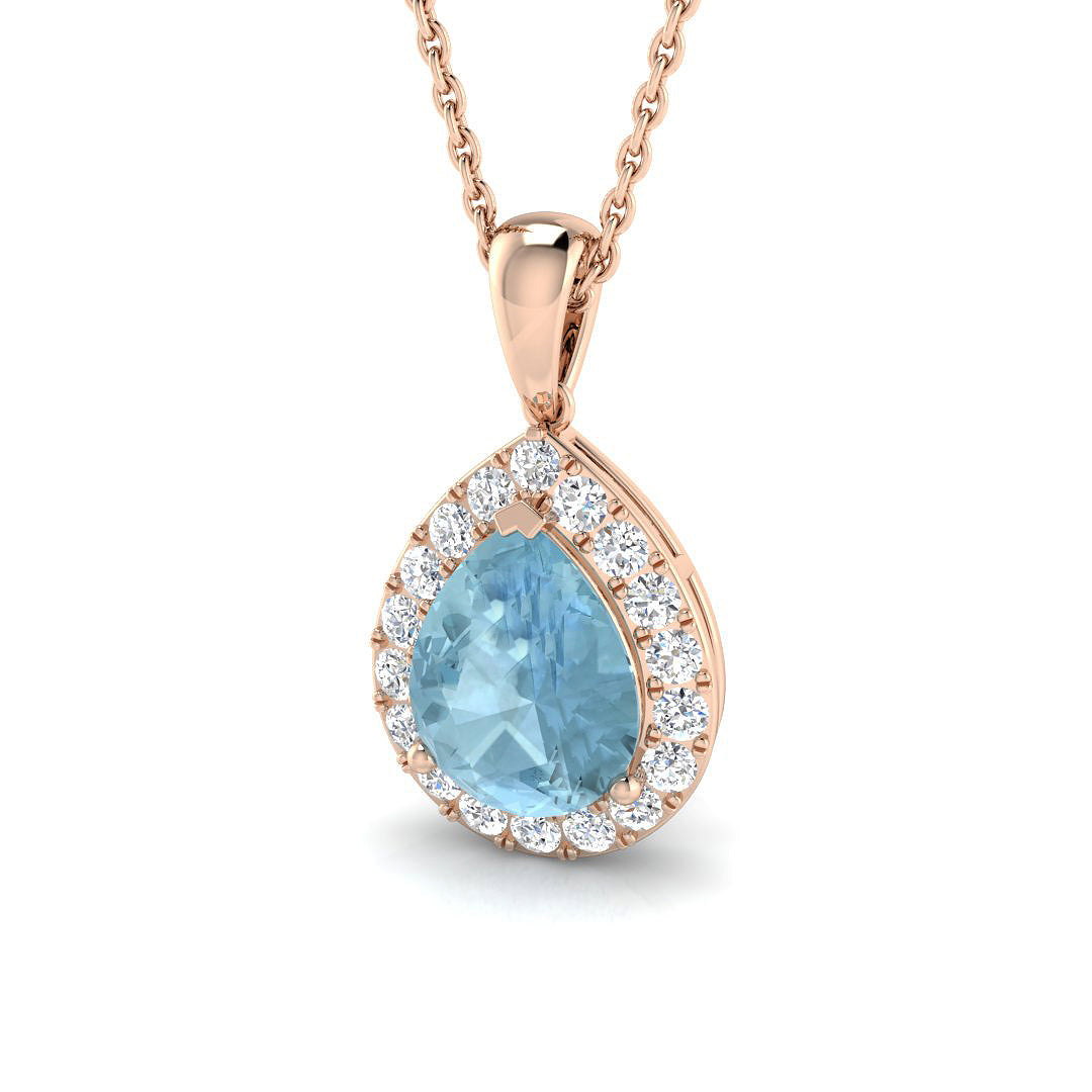 Aquamarine Diamond Ring 1.4ct – SP4458~AQ – 18k Rose Gold